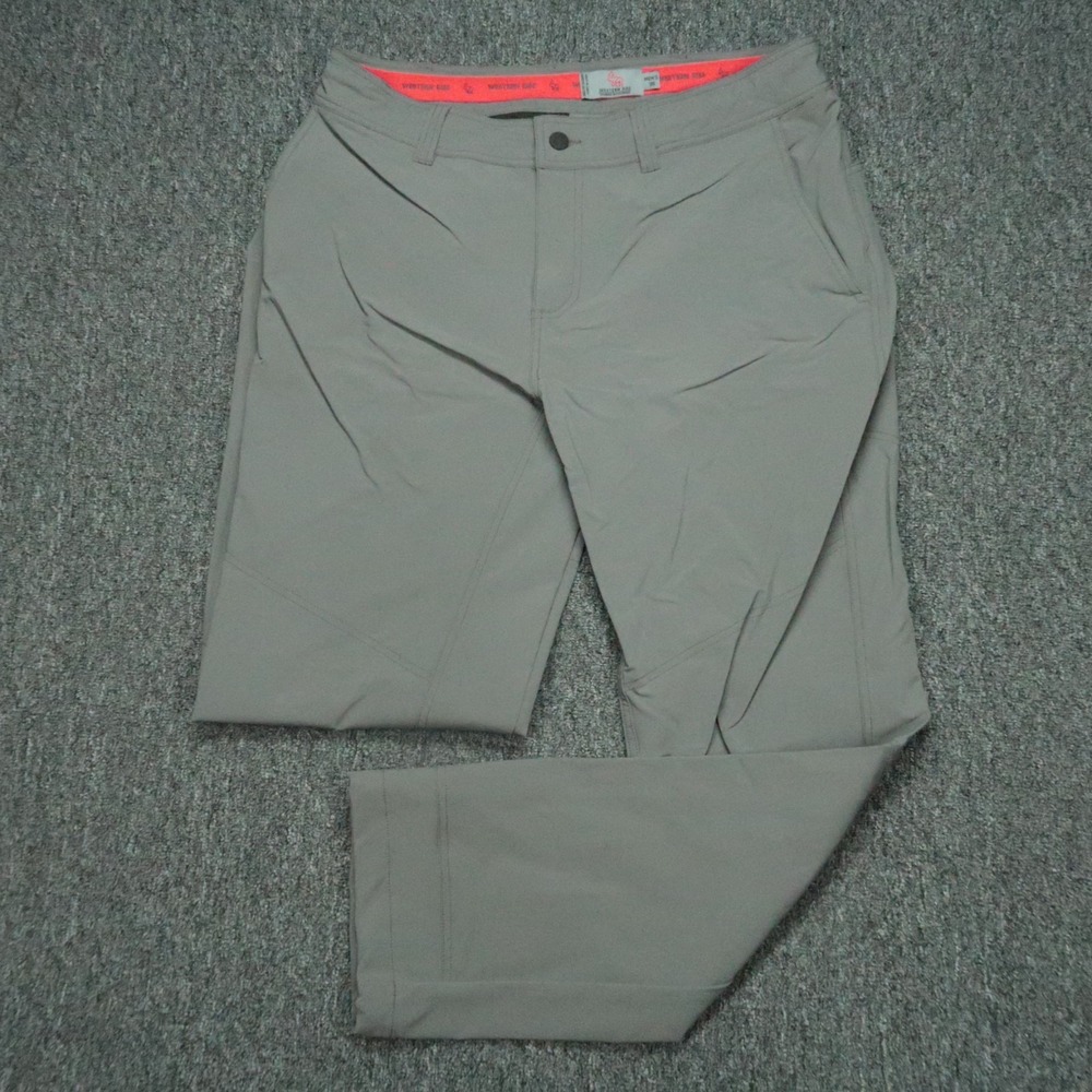Western Rise Pants Mens 36x32 Gray Chino‎ Nylon Stretch Drawstring